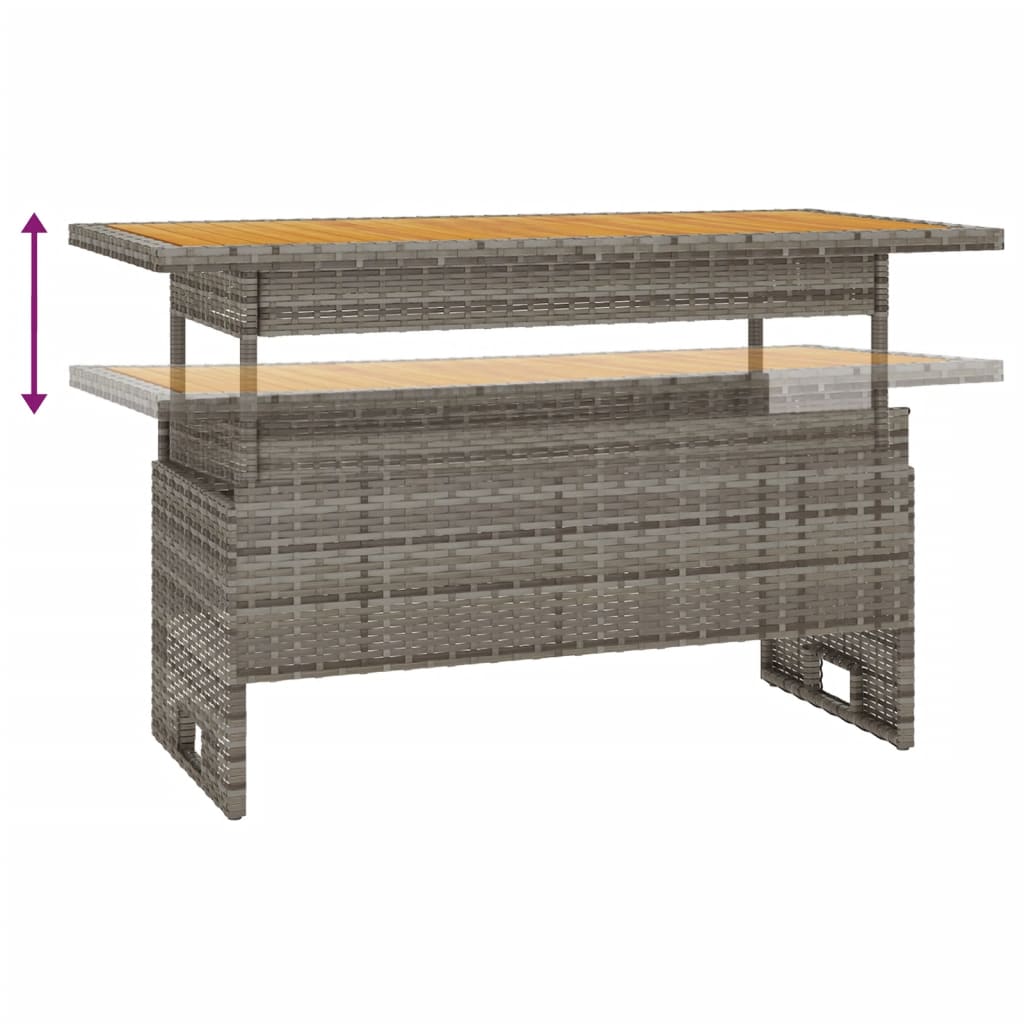 Garden Table Grey 100x50x43/63 cm Solid Wood Acacia&Poly Rattan