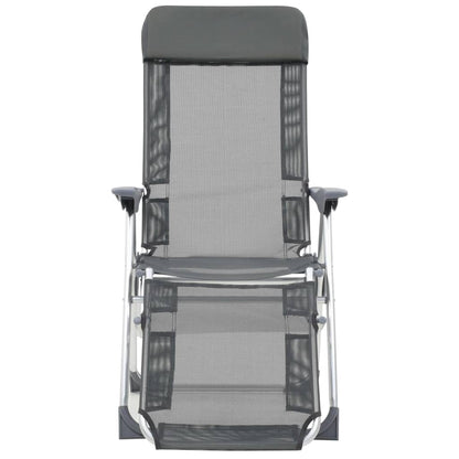 Folding Camping Chairs with Footrests 2 pcs Grey Textilene