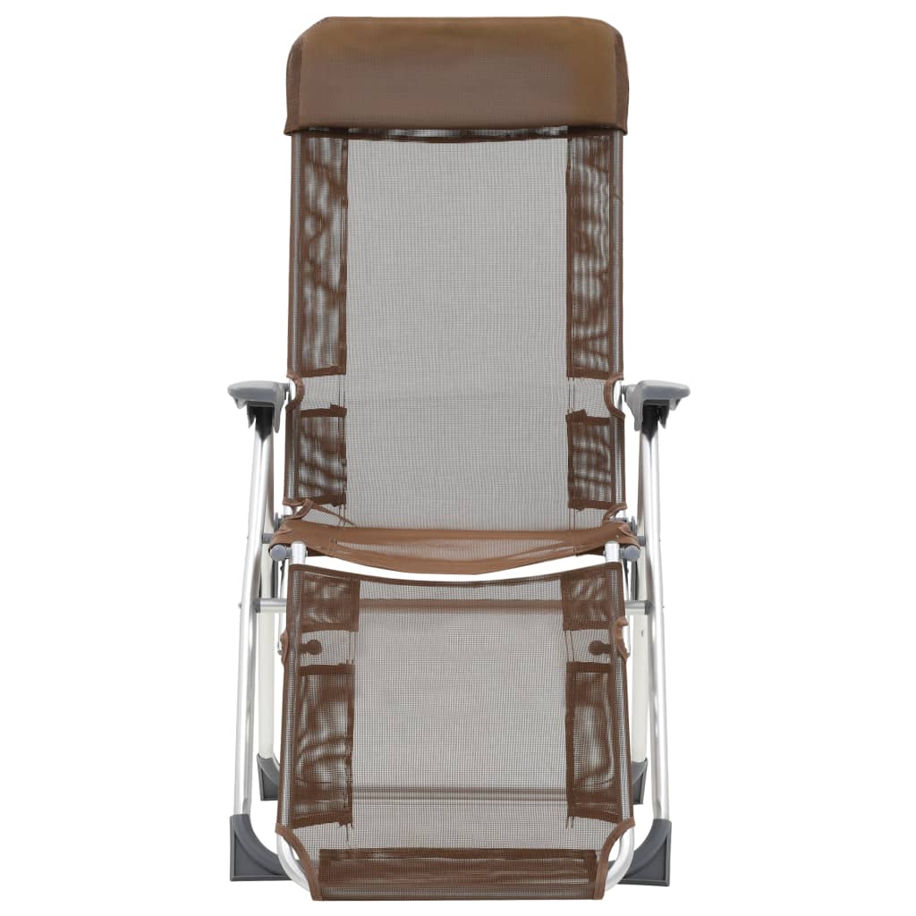 Folding Camping Chairs with Footrests 2 pcs Brown Textilene