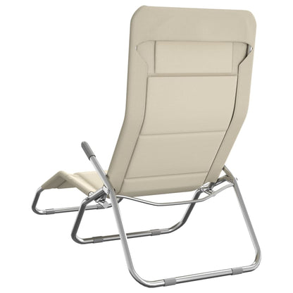 Folding Sun Loungers 2 pcs Cream Textilene&Powder-coated Steel