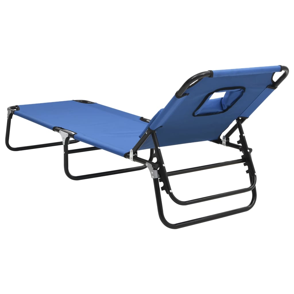 Folding Sun Lounger Blue Oxford Fabric&Powder-coated Steel