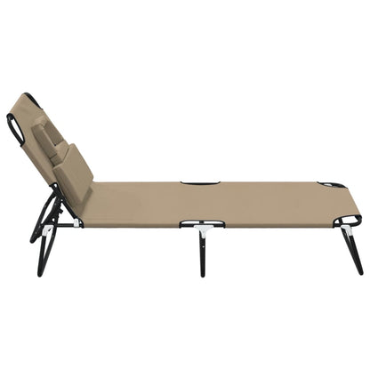 Folding Sun Lounger Taupe Oxford Fabric&Powder-coated Steel