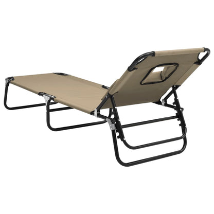 Folding Sun Lounger Taupe Oxford Fabric&Powder-coated Steel