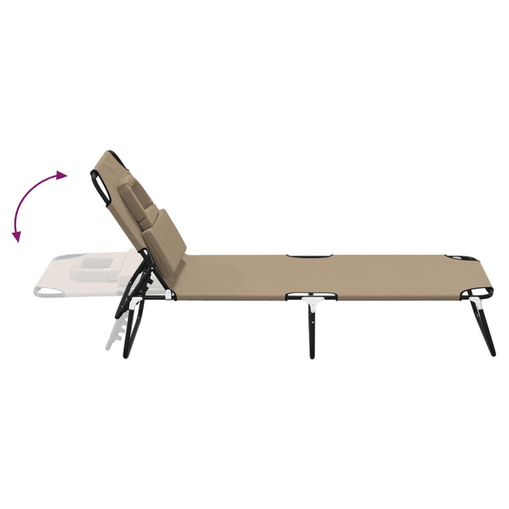 Folding Sun Lounger Taupe Oxford Fabric&Powder-coated Steel