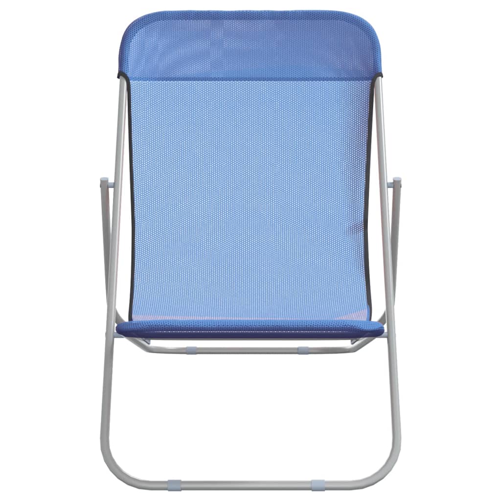 Folding Beach Chairs 2 pcs Blue Textilene&Powder-coated Steel