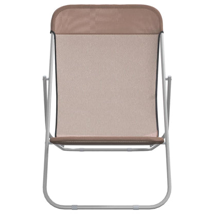 Folding Beach Chairs 2 pcs Brown Textilene&Powder-coated Steel