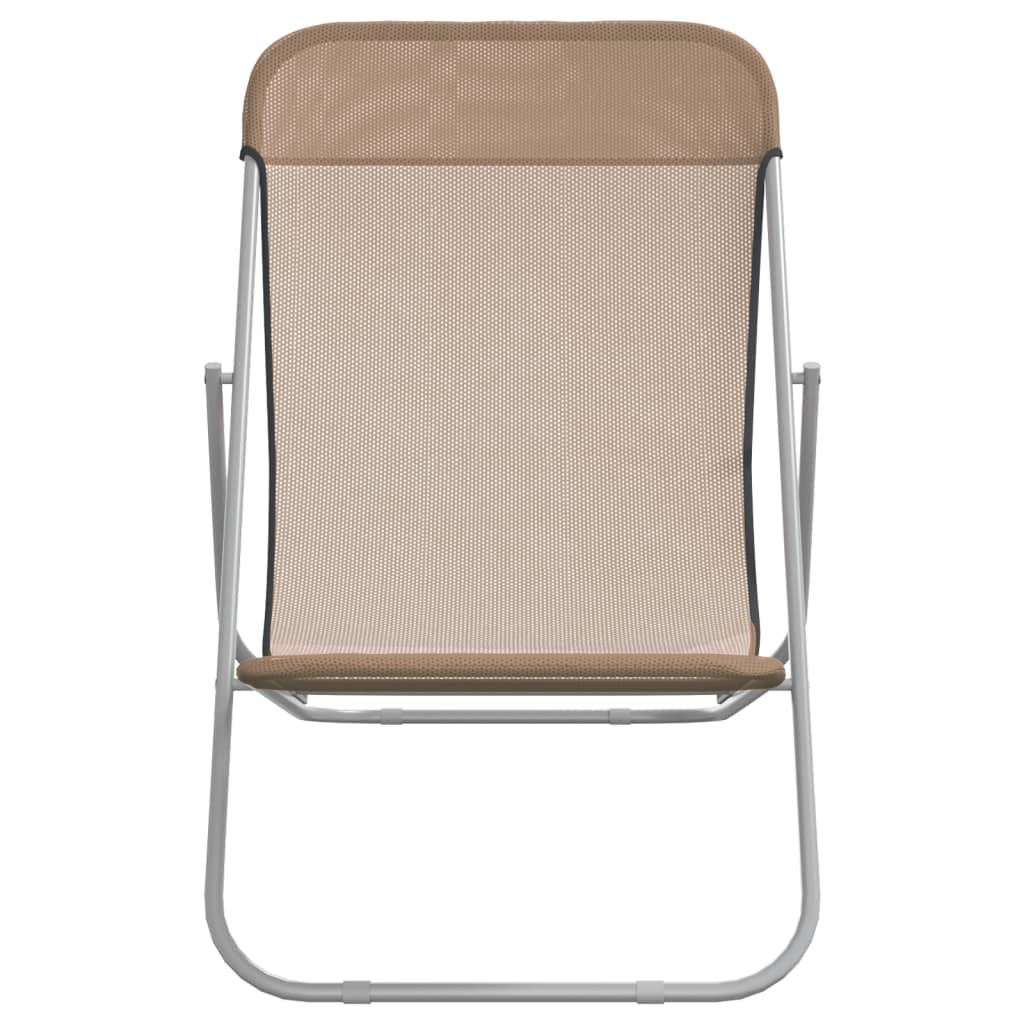 Folding Beach Chairs 2 pcs Taupe Textilene&Powder-coated Steel