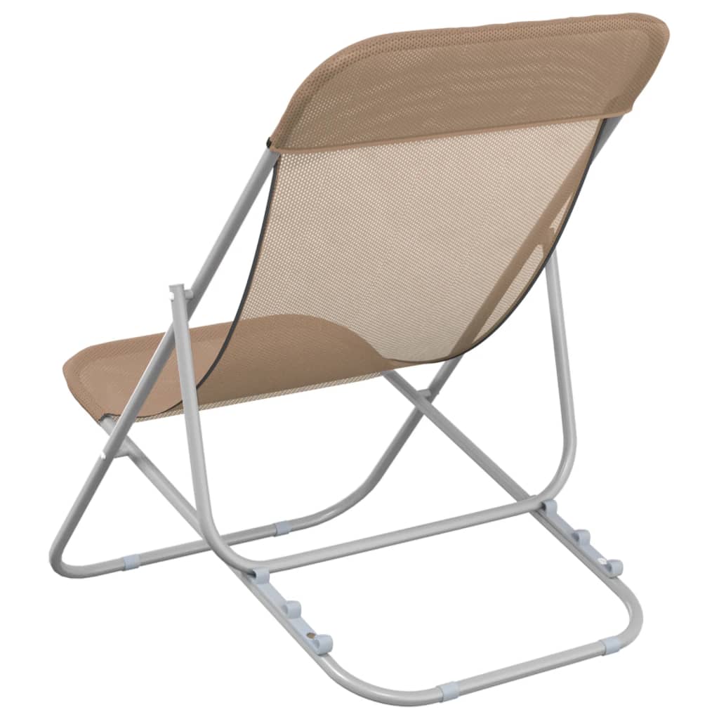 Folding Beach Chairs 2 pcs Taupe Textilene&Powder-coated Steel