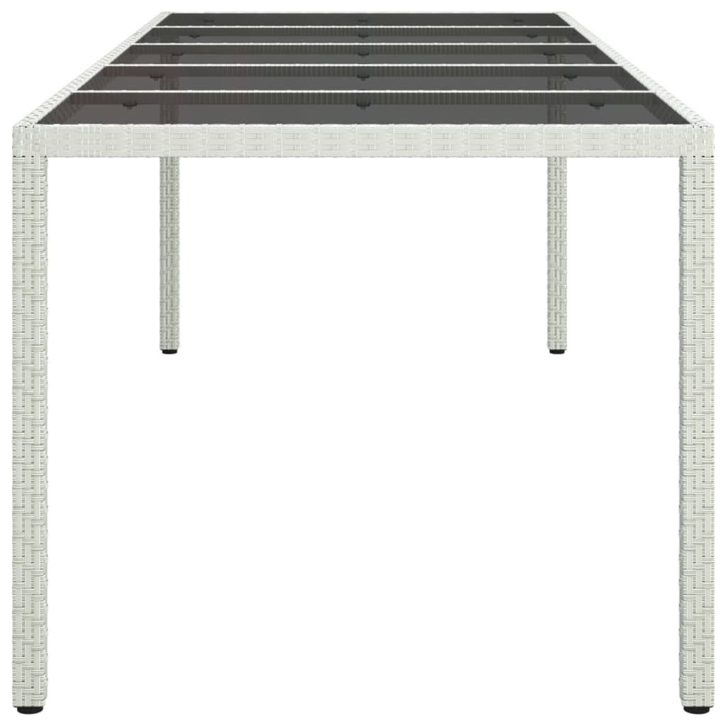 Garden Table White 250x100x75 cm Poly Rattan and Tempered Glass