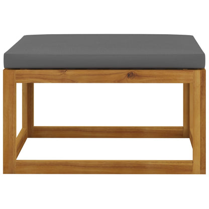 Footrest with Dark Grey Cushion Solid Wood Acacia