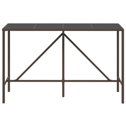 Bar Table with Glass Top Brown 180x70x110 cm Poly Rattan