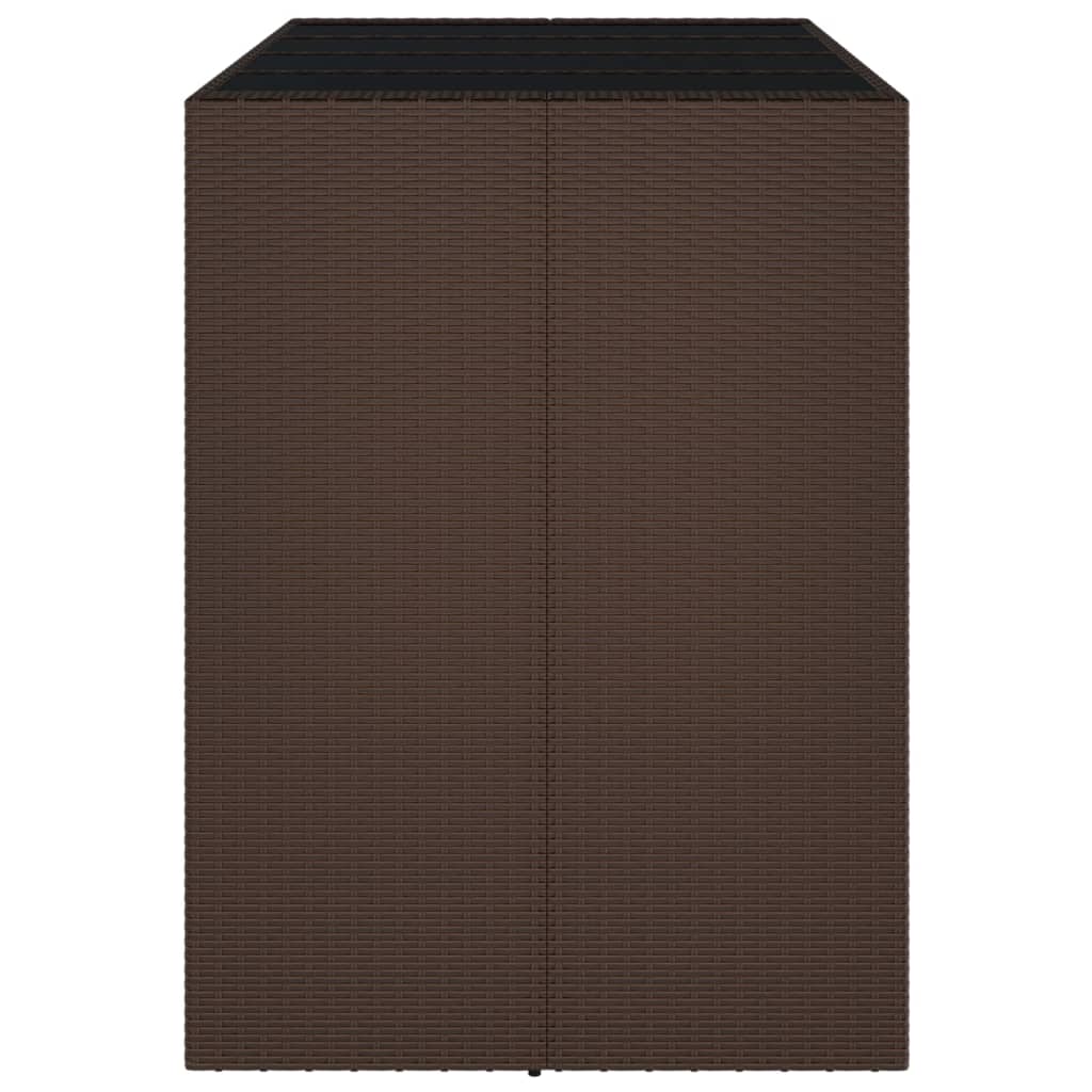 Bar Table with Glass Top Brown 145x80x110 cm Poly Rattan