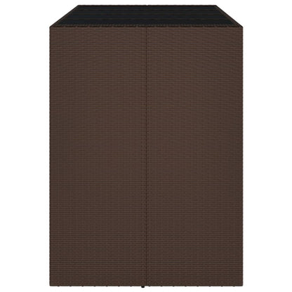 Bar Table with Glass Top Brown 145x80x110 cm Poly Rattan