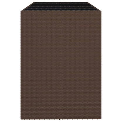 Bar Table with Glass Top Brown 185x80x110 cm Poly Rattan