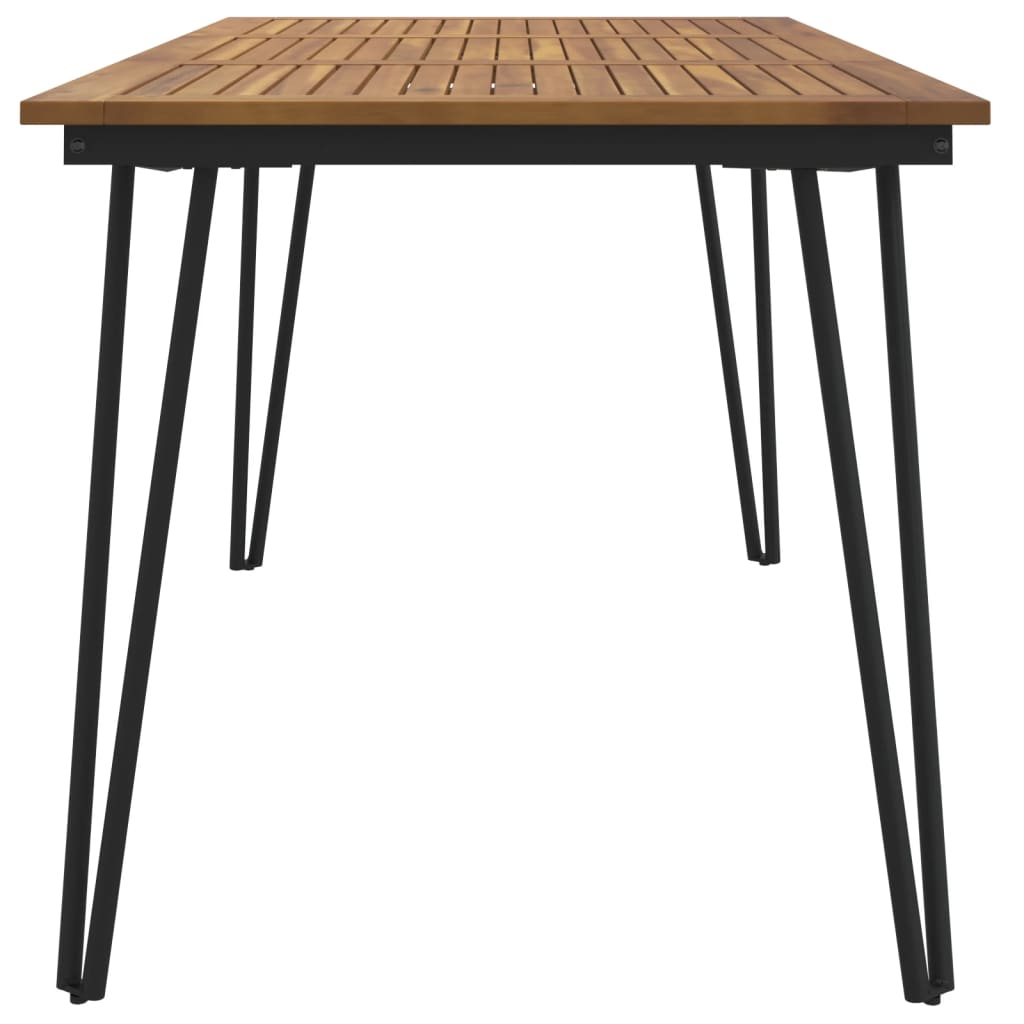 Garden Table with Hairpin Legs 140x80x75 cm Solid Wood Acacia