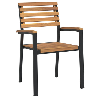 Stackable Garden Chairs 2 pcs Solid Wood Acacia and Metal