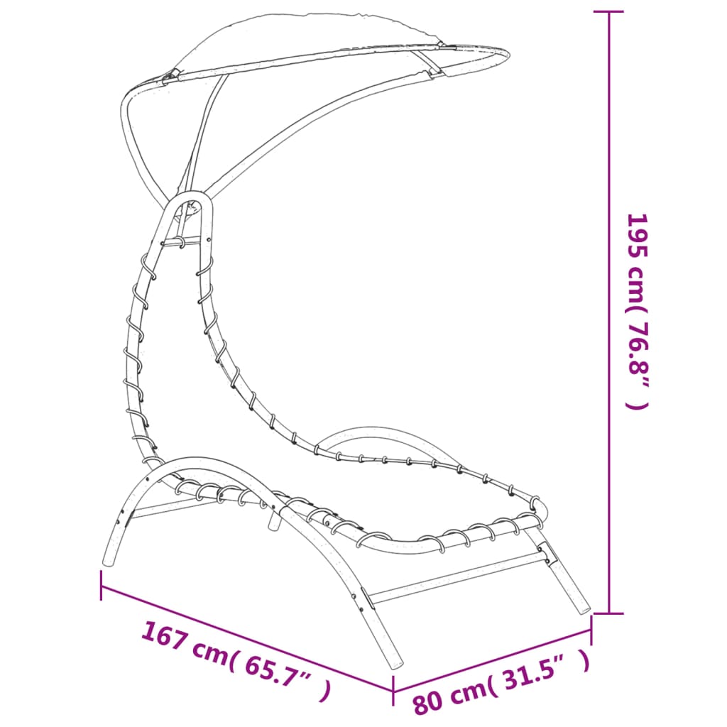 Sun Lounger with Canopy Cream 167x80x195 cm Fabric and Steel