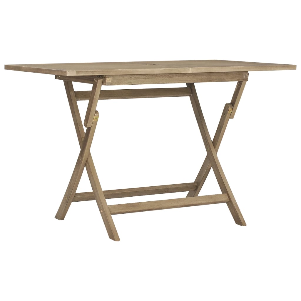 Folding Garden Table Grey 120x70x75 cm Solid Wood Teak