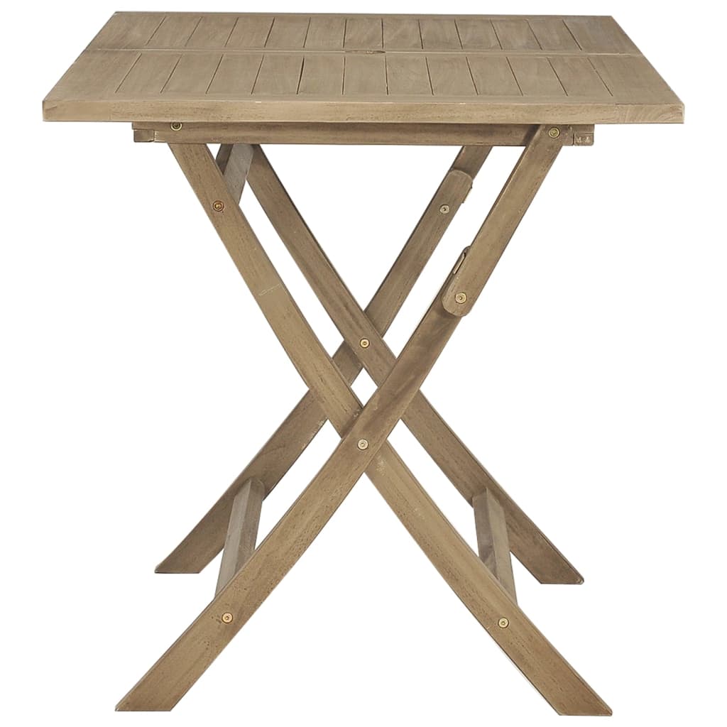 Folding Garden Table Grey 120x70x75 cm Solid Wood Teak