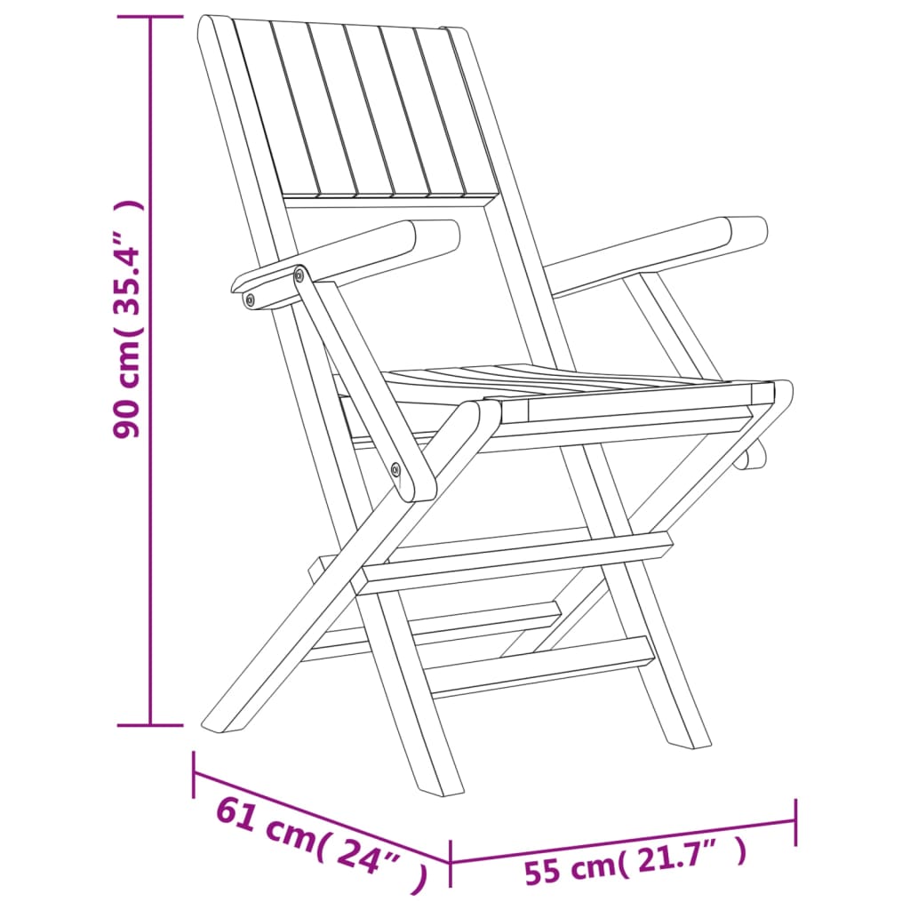 Folding Garden Chairs 6 pcs 55x61x90 cm Solid Wood Teak