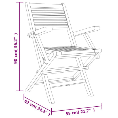 Folding Garden Chairs 4 pcs 55x62x90 cm Solid Wood Teak