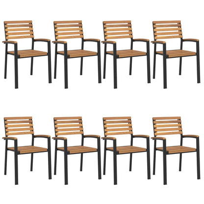 Stackable Garden Chairs 8 pcs Solid Wood Acacia and Metal