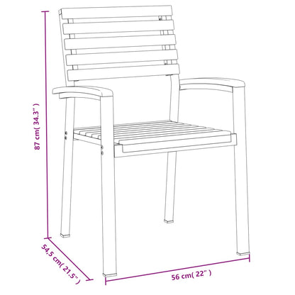 Stackable Garden Chairs 8 pcs Solid Wood Acacia and Metal