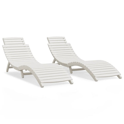 Sun Loungers 2 pcs White 184x55x64 cm Solid Wood Acacia