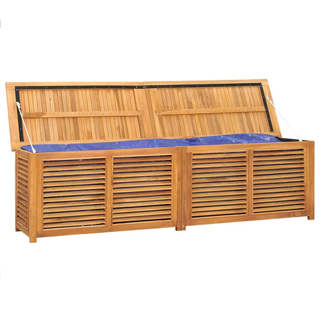 Garden Storage Box with Bag 200x50x53 cm Solid Wood Teak