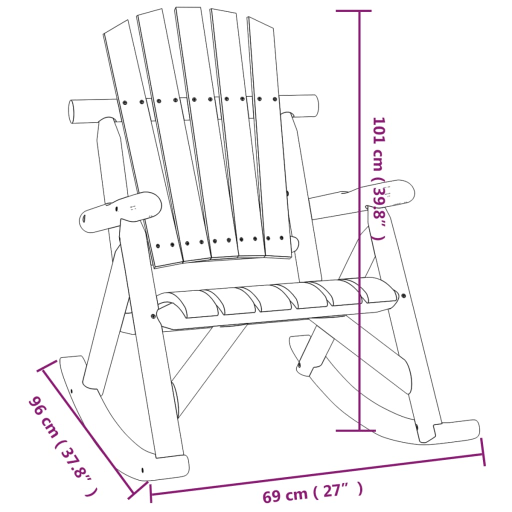 Garden Rocking Chair 69x96x101 cm Solid Wood Spruce