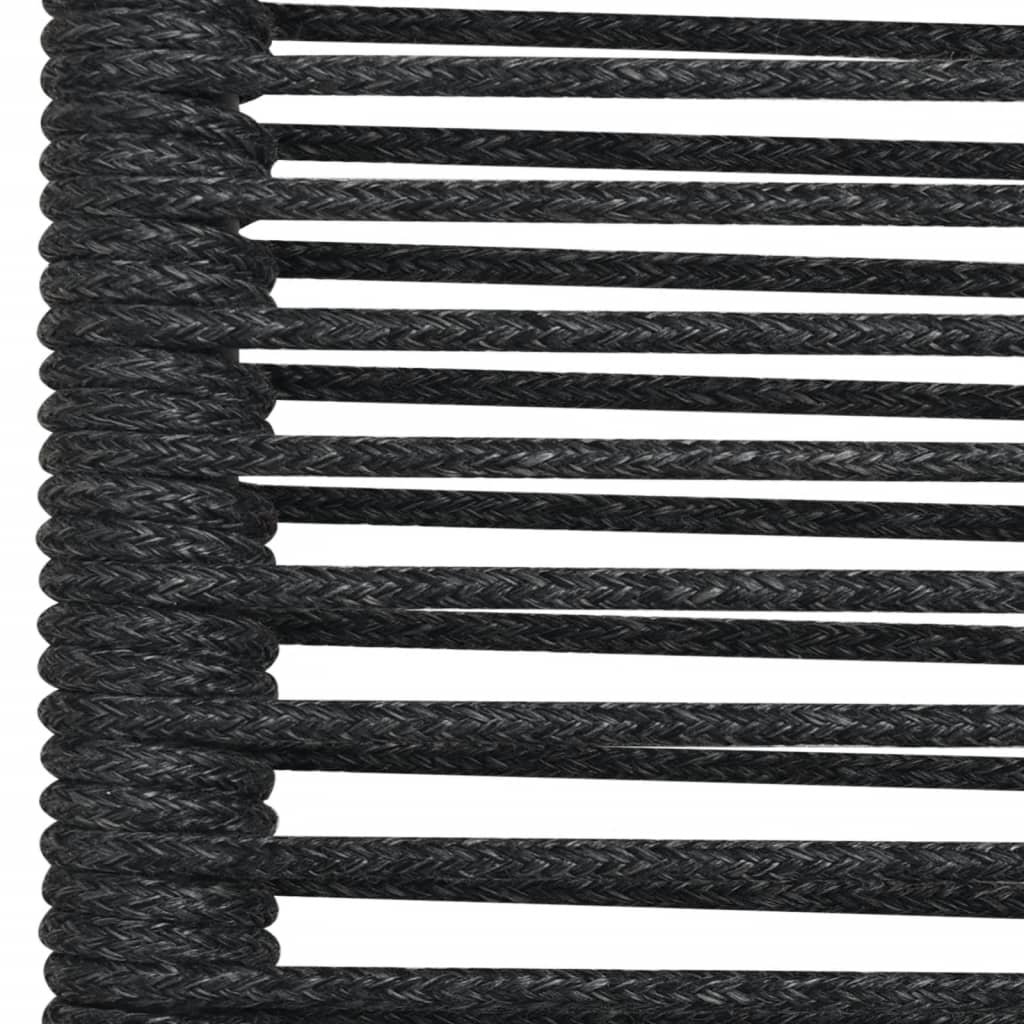 7 Piece Garden Dining Set Black Cotton Rope and Steel