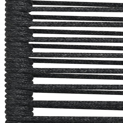 7 Piece Garden Dining Set Black Cotton Rope and Steel