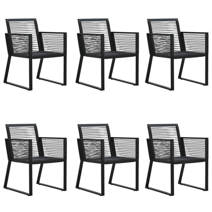 7 Piece Garden Dining Set Black PVC Rattan