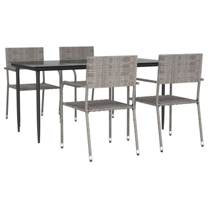 5 Piece Garden Dining Set Grey Poly Rattan