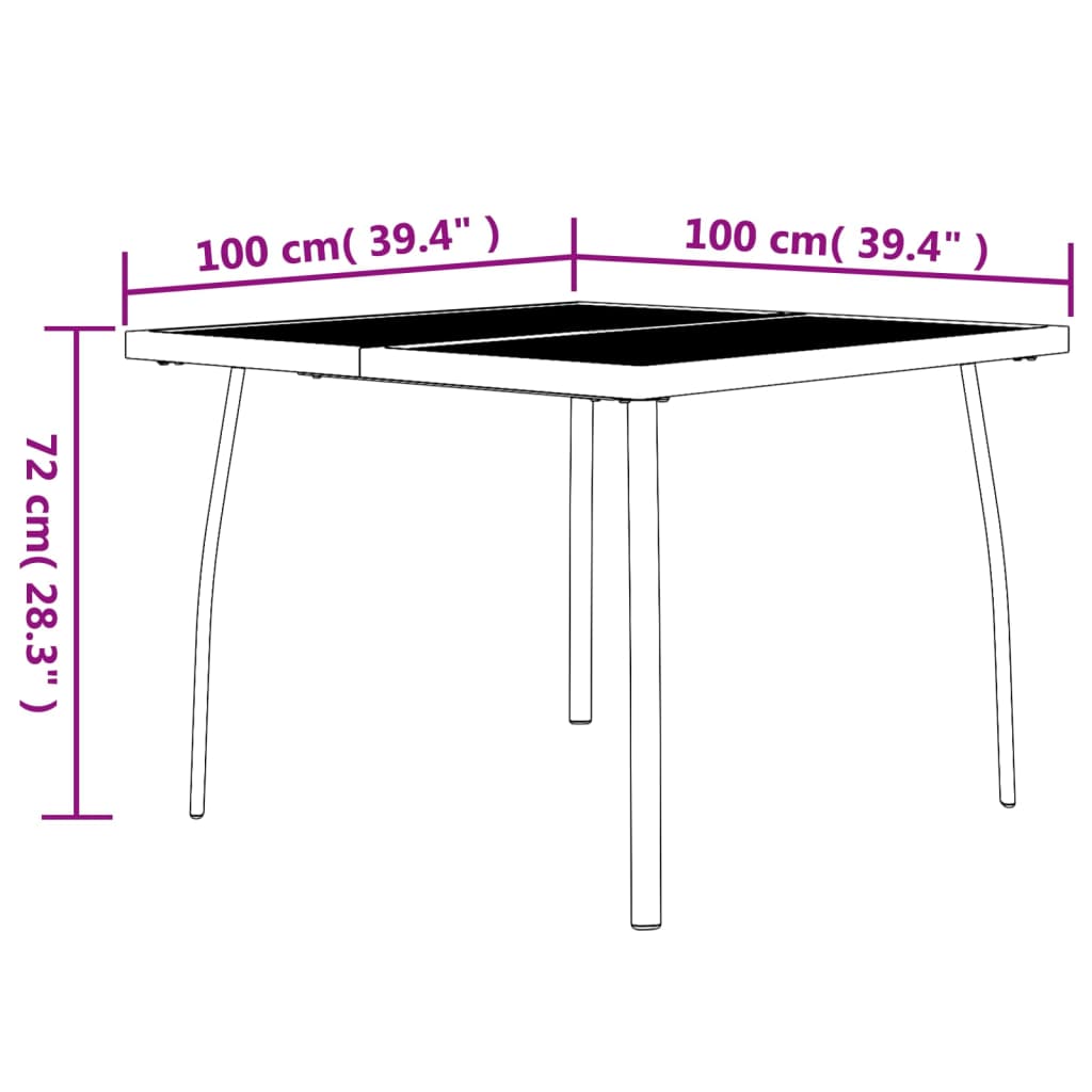 Garden Table Anthracite 100x100x72 cm Steel Mesh