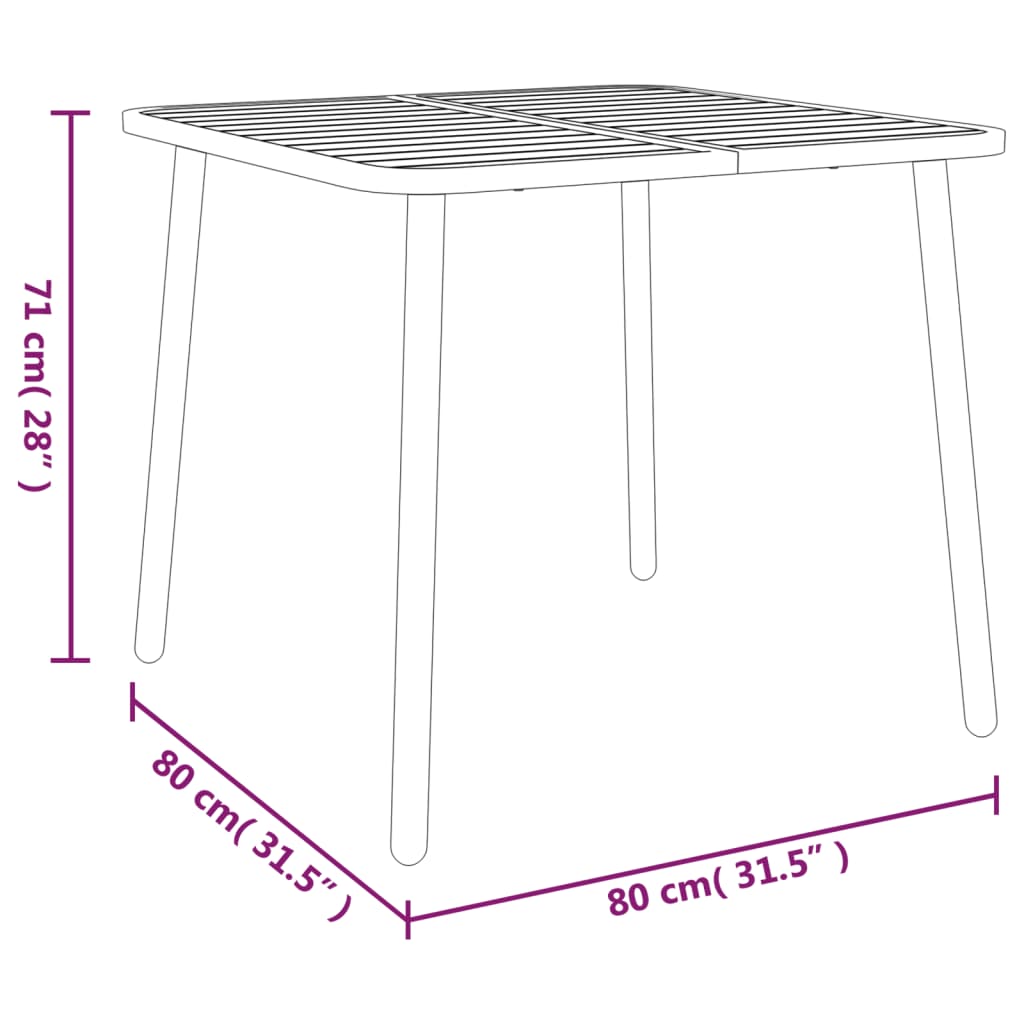 Garden Table Anthracite 80x80x71 cm Steel