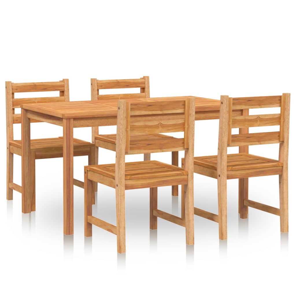 5 Piece Garden Dining Set Solid Wood Teak