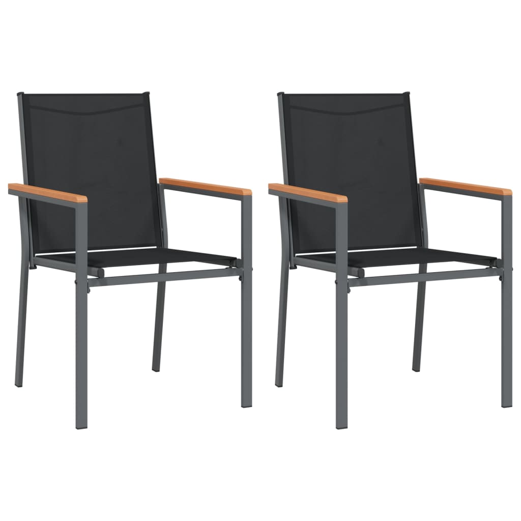 Garden Chairs 2 pcs Black 55x61.5x90 cm Textilene and Steel