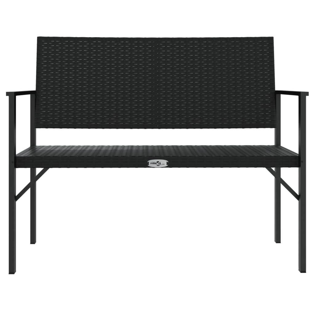 2-Seater Garden Bench Black Poly Rattan