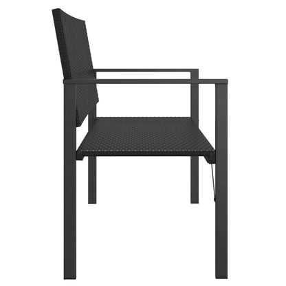 2-Seater Garden Bench Black Poly Rattan