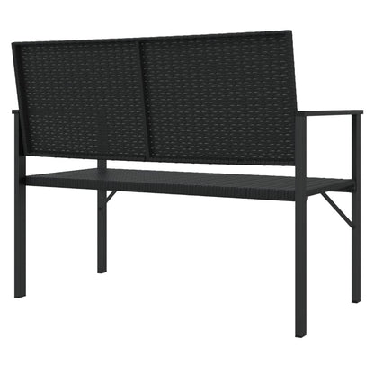 2-Seater Garden Bench Black Poly Rattan