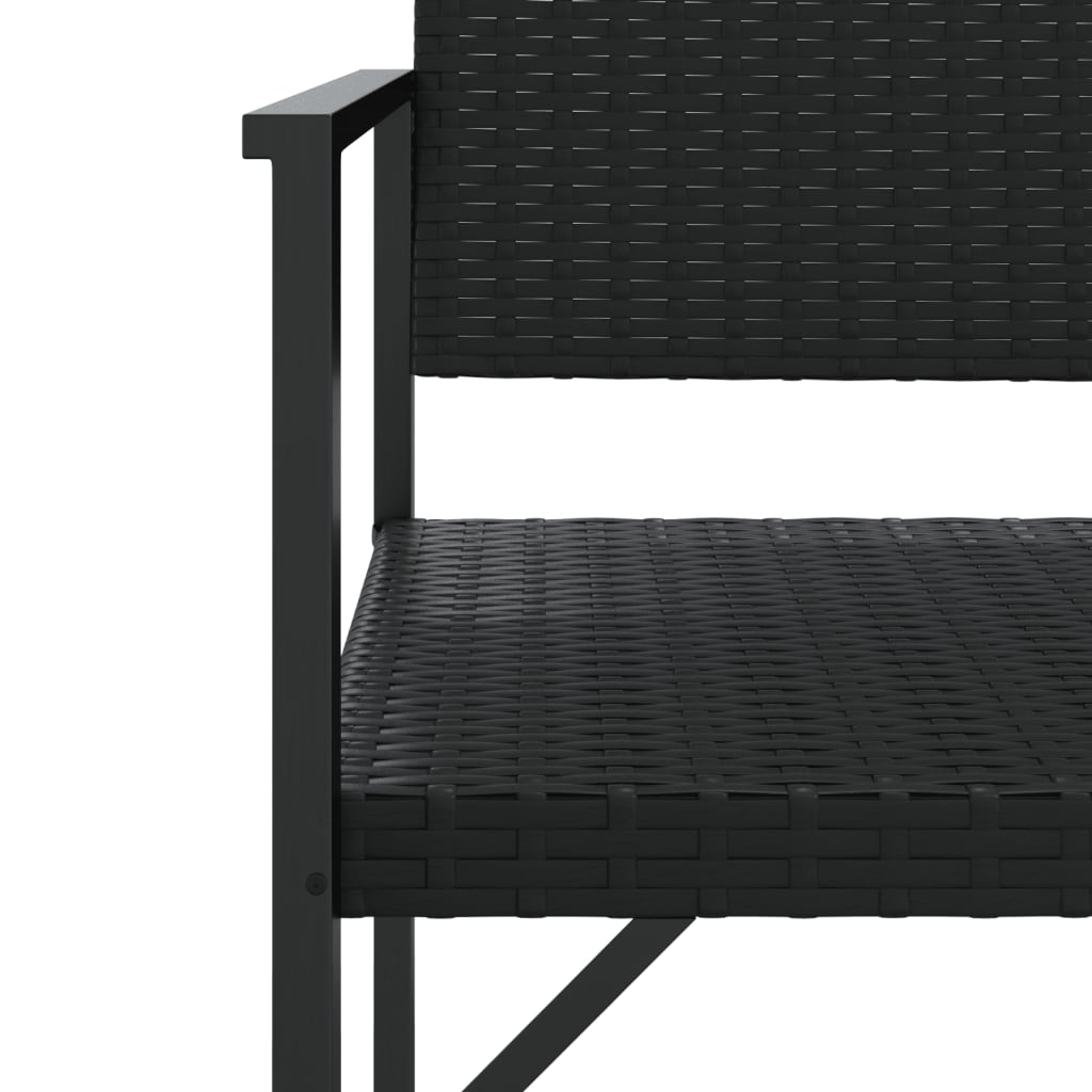 2-Seater Garden Bench Black Poly Rattan