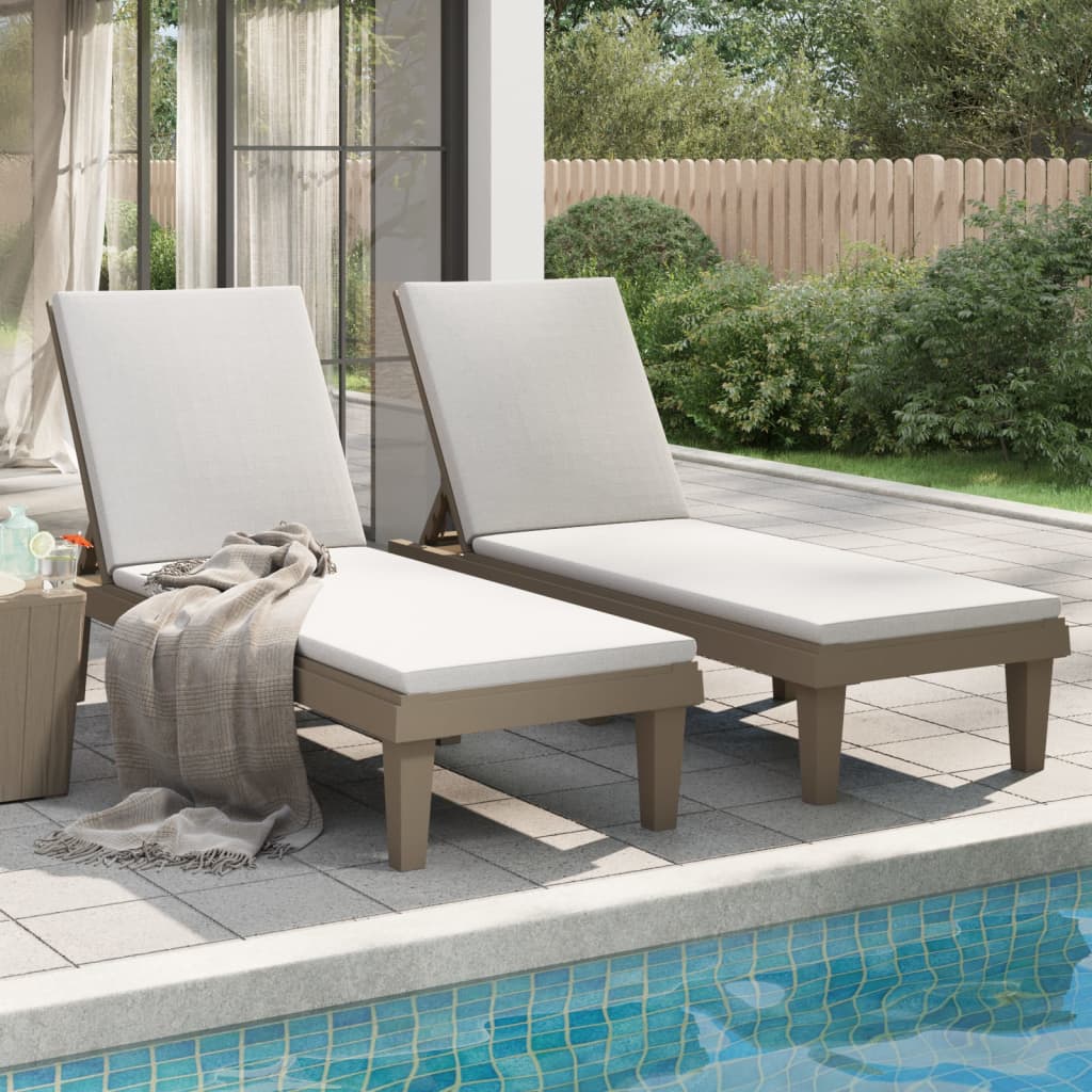 Sun Loungers 2 pcs Light Brown 155x58x83 cm Polypropylene