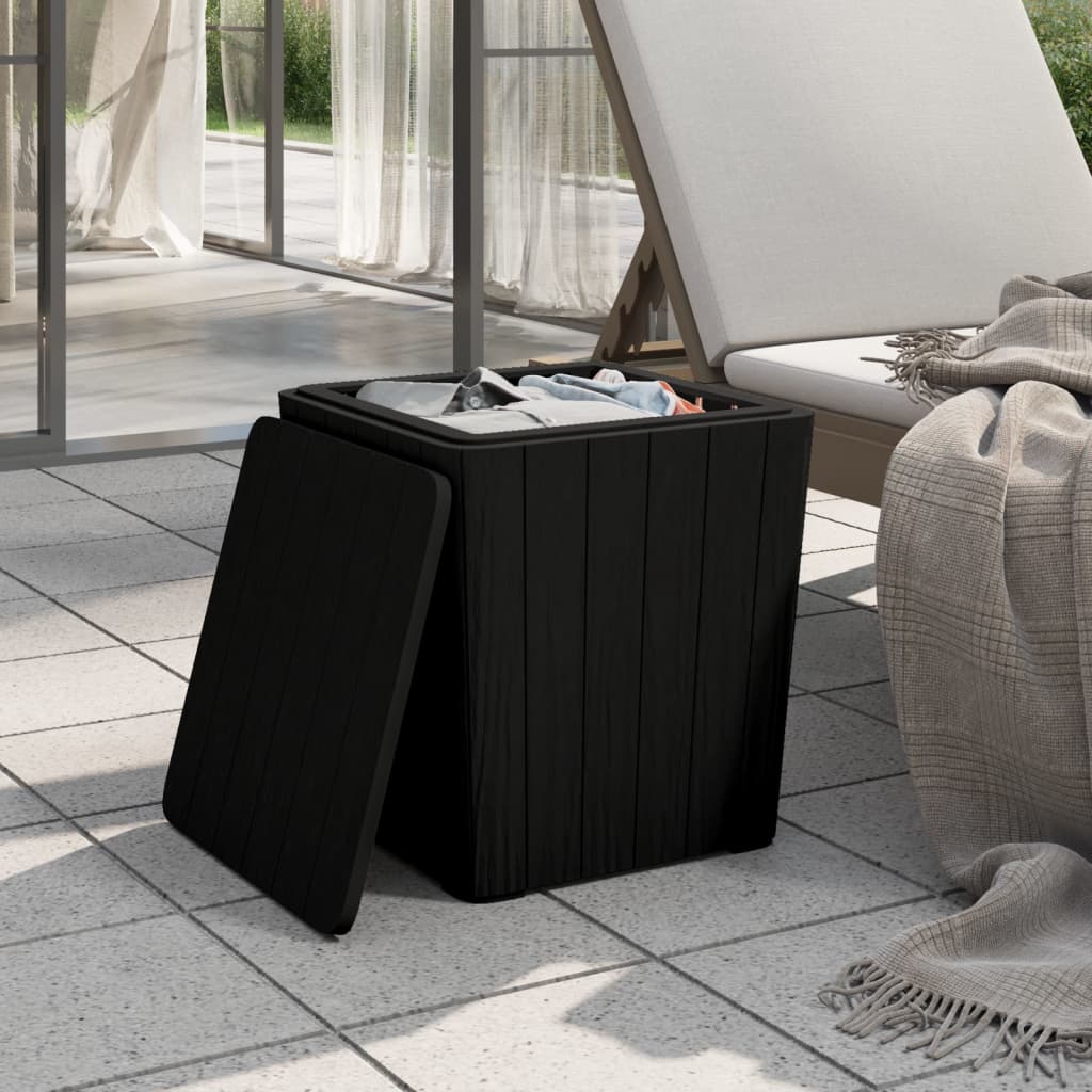 Garden Table with Removable Lid Black Polypropylene