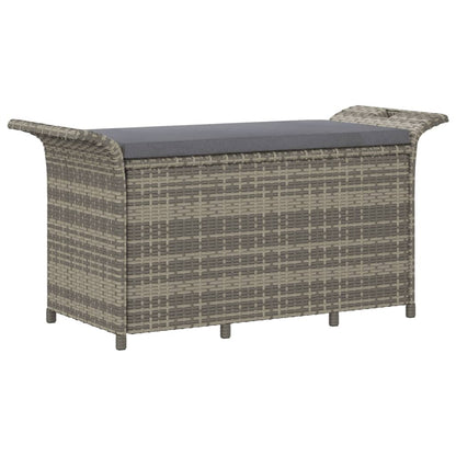 Garden Bench with Cushion Grey 116x46x57 cm Poly Rattan