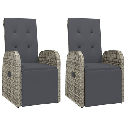 3 Piece Garden Lounge Set Grey Poly Rattan&Solid Wood Acacia