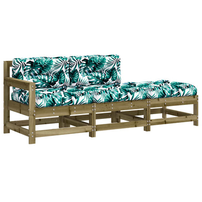 3 Piece Garden Lounge Set with Cushions Impregnated Wood Pine