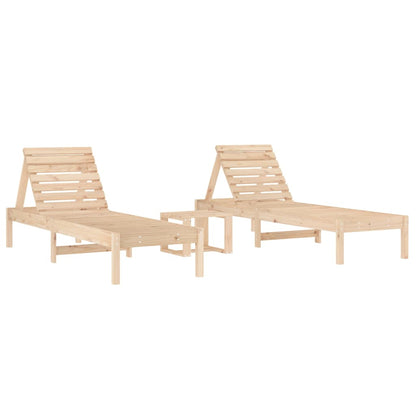 Sun Loungers 2 pcs with Table Solid Wood Pine