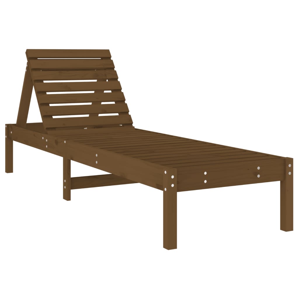 Sun Loungers 2 pcs with Table Honey Brown Solid Wood Pine