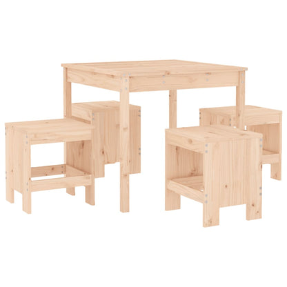 5 Piece Garden Dining Set Solid Wood Pine